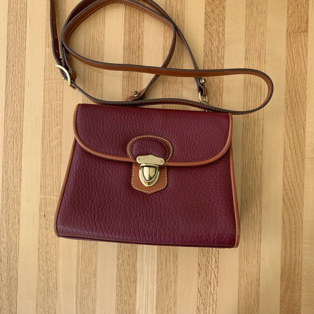 Dooney & Bourke Vintage red/maroon pebble leather Plaza crossbody bag
